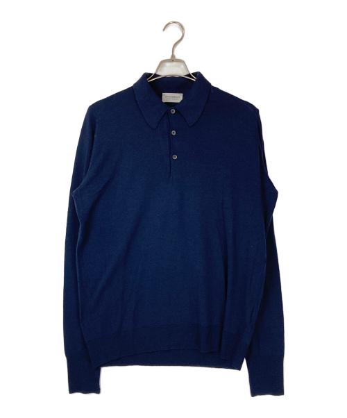 JOHN SMEDLEY（ジョンスメドレー）JOHN SMEDLEY (ジョンスメドレー) 長袖ニットポロシャツ ネイビー サイズ:Lの古着・服飾アイテム