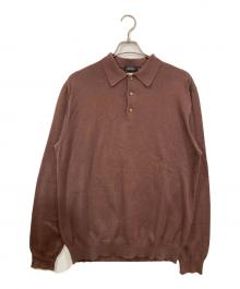 BARNEYS NEWYORK×west indian sea island cotton×gim（バーニーズ・ニューヨーク×シーアイランドコットン×ジム）の古着「海島綿長袖ニットポロシャツ」｜ブラウン