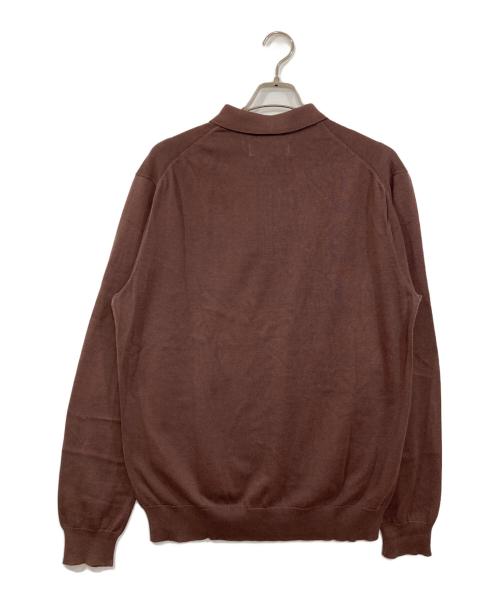 BARNEYS NEWYORK（バーニーズ・ニューヨーク）BARNEYS NEWYORK (バーニーズ・ニューヨーク) west indian sea island cotton (シーアイランドコットン) gim (ジム) 海島綿長袖ニットポロシャツ ブラウン サイズ:XLの古着・服飾アイテム