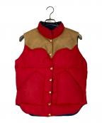RockyMountainFeatherBedロッキーマウンテンフェザーベッド）の古着「レザーヨークダウンベスト」｜レッド