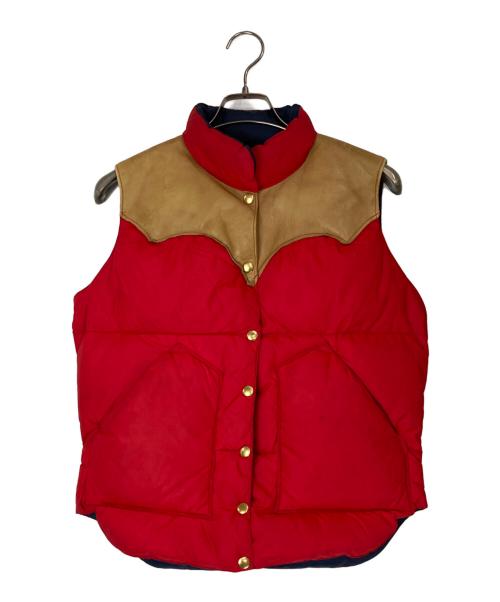 RockyMountainFeatherBed（ロッキーマウンテンフェザーベッド）RockyMountainFeatherBed (ロッキーマウンテンフェザーベッド) レザーヨークダウンベスト レッド サイズ:9/10の古着・服飾アイテム