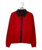 CABANキャバン）の古着「コットンカシミヤ バイカラーポロカーディガン」｜レッド