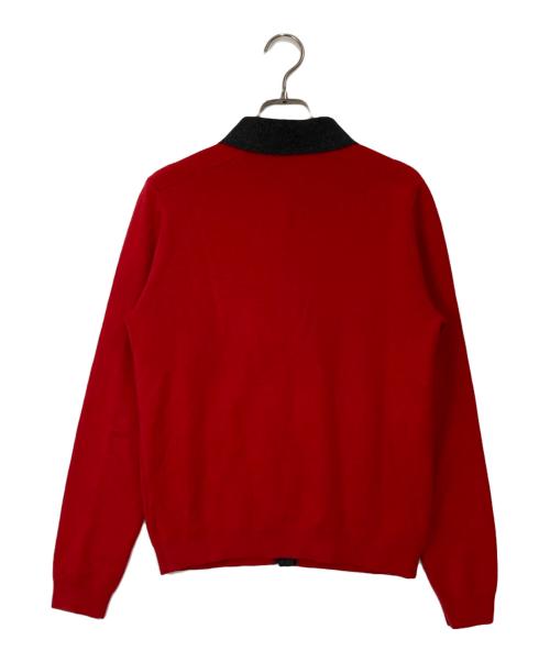 CABAN（キャバン）CABaN (キャバン) コットンカシミヤ バイカラーポロカーディガン レッド サイズ:FREEの古着・服飾アイテム