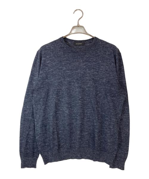 ERMENEGILDO ZEGNA（エルメネジルド・ゼニア）Ermenegildo Zegna (エルメネジルド・ゼニア) カシミヤ×シルク×リネンニット ネイビー サイズ:54の古着・服飾アイテム