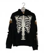 VANSONバンソン）の古着「スカルボーンパーカー」｜ブラック