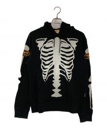 VANSON（バンソン）の古着「スカルボーンパーカー」｜ブラック