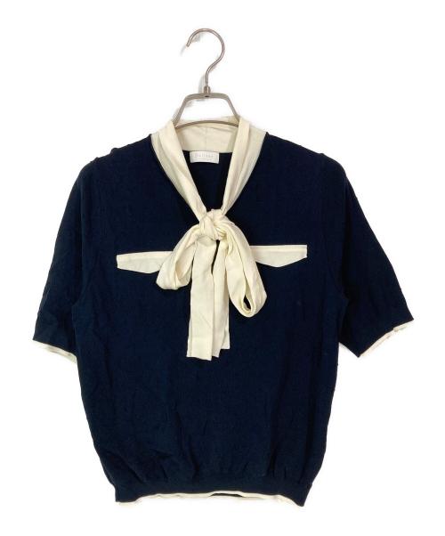 BALLSEY（ボールジィ）BALLSEY (ボールジィ) ストレッチタックドット ボウタイプルオーバー ネイビー×ホワイト サイズ:Ｓの古着・服飾アイテム