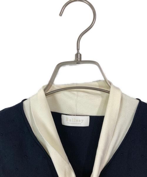 BALLSEY（ボールジィ）BALLSEY (ボールジィ) ストレッチタックドット ボウタイプルオーバー ネイビー×ホワイト サイズ:Ｓの古着・服飾アイテム