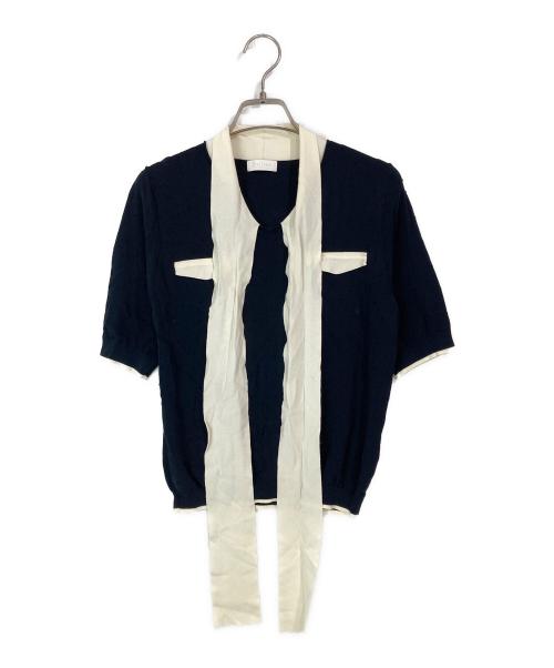 BALLSEY（ボールジィ）BALLSEY (ボールジィ) ストレッチタックドット ボウタイプルオーバー ネイビー×ホワイト サイズ:Ｓの古着・服飾アイテム