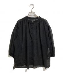 23区（ニジュウサンク）の古着「【洗える】ドットフロッキー ボリュームスリーブ ブラウス」｜ブラック