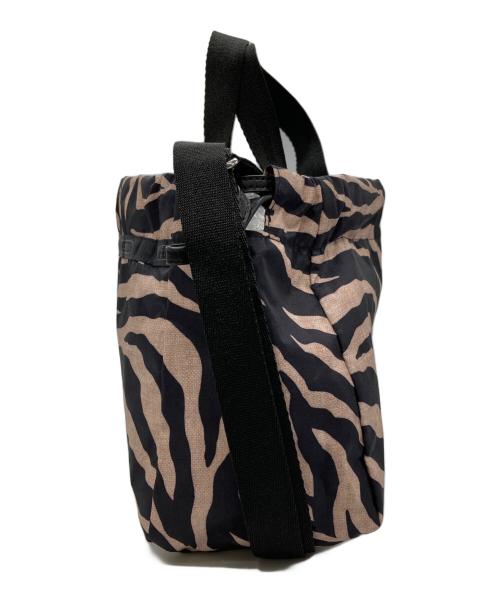 LeSportsac（レスポートサック）LeSportsac (レスポートサック) E/W CITY DRAWSTRING BAG ブラック×ベージュの古着・服飾アイテム