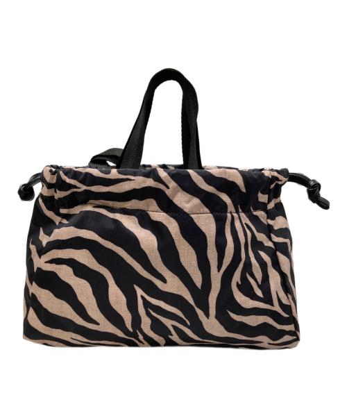 LeSportsac（レスポートサック）LeSportsac (レスポートサック) E/W CITY DRAWSTRING BAG ブラック×ベージュの古着・服飾アイテム