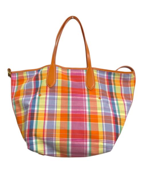 POLO RALPH LAUREN（ポロ・ラルフローレン）POLO RALPH LAUREN (ポロ・ラルフローレン) オックスフォード チェック ミディアム Bellport トート オレンジの古着・服飾アイテム