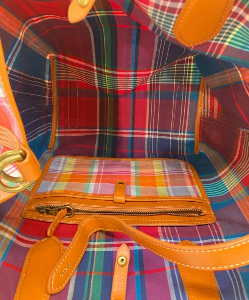 POLO RALPH LAUREN（ポロ・ラルフローレン）POLO RALPH LAUREN (ポロ・ラルフローレン) オックスフォード チェック ミディアム Bellport トート オレンジの古着・服飾アイテム