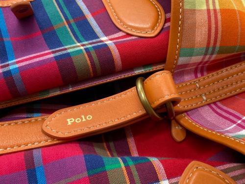 POLO RALPH LAUREN（ポロ・ラルフローレン）POLO RALPH LAUREN (ポロ・ラルフローレン) オックスフォード チェック ミディアム Bellport トート オレンジの古着・服飾アイテム