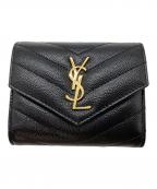 Saint Laurent Parisサンローランパリ）の古着「Vステッチコンパクトウォレット」｜ブラック