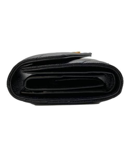 Saint Laurent Paris（サンローランパリ）Saint Laurent Paris (サンローランパリ) Vステッチコンパクトウォレット ブラックの古着・服飾アイテム