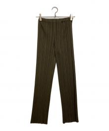 PLEATS PLEASE（プリーツプリーズ）の古着「プリーツパンツ」｜グリーン