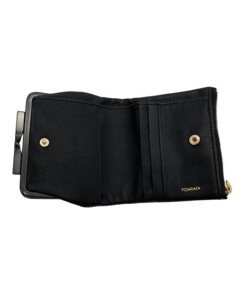 pomtata（ポンタタ）POMTATA (ポンタタ) クロコ型押しがま口二つ折り財布 ネイビーの古着・服飾アイテム