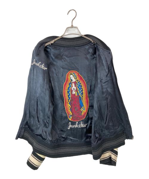 JUNK STAR（ジャンクスター）JUNK STAR (ジャンクスター) マリア&スカル刺繍リバーシブルスカジャン ブラック サイズ:Lの古着・服飾アイテム