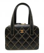 CHANELシャネル）の古着「ワイルドステッチハンドバッグ」｜ブラック