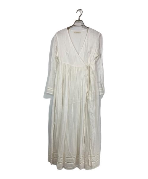 ne quittez pas（ヌキテパ）ne quittez pas (ヌキテパ) コットンボイル クロスオーバーフロントガウン ホワイト サイズ:FREEの古着・服飾アイテム