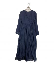 ne quittez pas（ヌキテパ）の古着「コットンボイル クロスオーバーフロントガウン」｜ネイビー