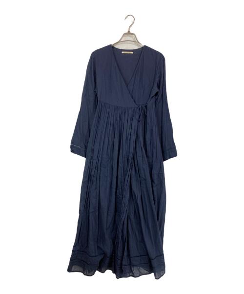 ne quittez pas（ヌキテパ）ne quittez pas (ヌキテパ) コットンボイル クロスオーバーフロントガウン ネイビー サイズ:FREEの古着・服飾アイテム