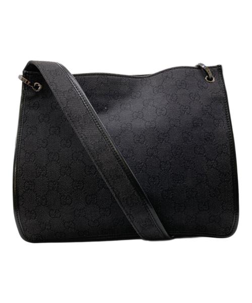 GUCCI（グッチ）GUCCI (グッチ) キャンバスショルダーバッグ ブラックの古着・服飾アイテム