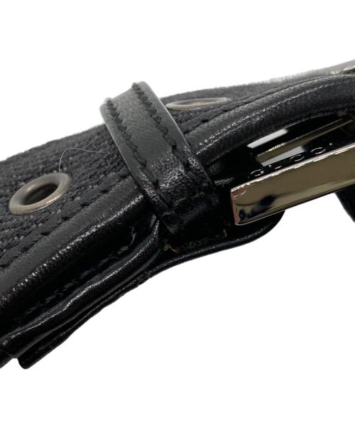 GUCCI（グッチ）GUCCI (グッチ) キャンバスショルダーバッグ ブラックの古着・服飾アイテム