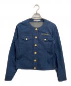 LEONARD SPORTレオナール スポーツ）の古着「ノーカラーデニムジャケット」｜インディゴ