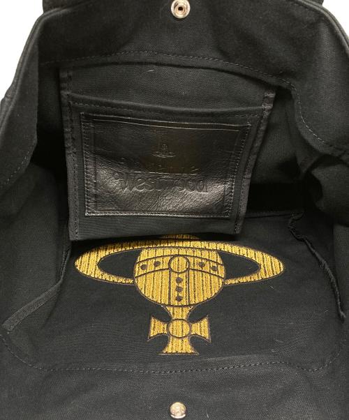 Vivienne Westwood（ヴィヴィアンウエストウッド）Vivienne Westwood (ヴィヴィアンウエストウッド) オーブロゴ キャンバストートバッグ ブラックの古着・服飾アイテム