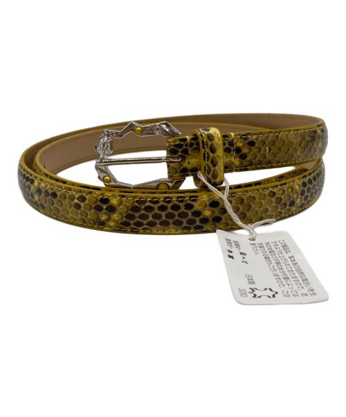 WACKO MARIA（ワコマリア）WACKO MARIA (ワコマリア) WOLFS HEAD (ウルフズヘッド) PYTHON LEATHER BELT イエロー サイズ:36の古着・服飾アイテム