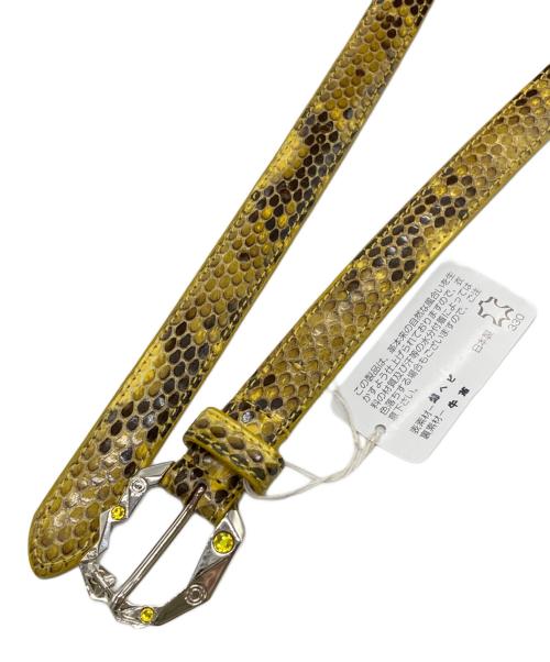WACKO MARIA（ワコマリア）WACKO MARIA (ワコマリア) WOLFS HEAD (ウルフズヘッド) PYTHON LEATHER BELT イエロー サイズ:36の古着・服飾アイテム