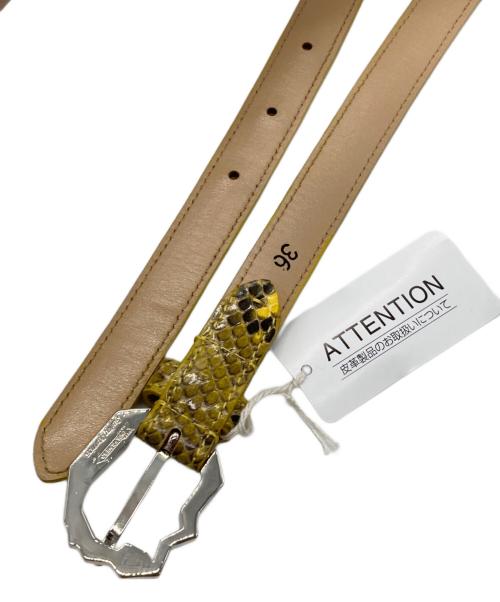 WACKO MARIA（ワコマリア）WACKO MARIA (ワコマリア) WOLFS HEAD (ウルフズヘッド) PYTHON LEATHER BELT イエロー サイズ:36の古着・服飾アイテム