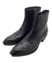 sergio rossi（セルジオロッシ）の古着「sr TEXAN サイドジップレザーアンクルブーツ」｜ブラック