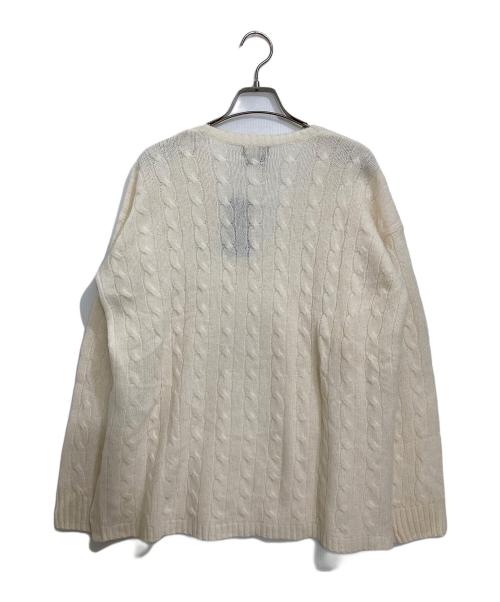POLO RALPH LAUREN（ポロ・ラルフローレン）POLO RALPH LAUREN (ポロ・ラルフローレン) カシミヤ混サイドスリットケーブルVネックニット アイボリー サイズ:S 未使用品の古着・服飾アイテム