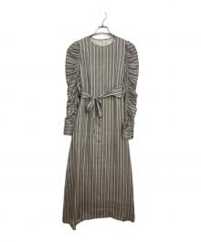 l’heritage martinique（レリタージュ マルティニーク）の古着「ストライプレースプリントドレス」｜ホワイト