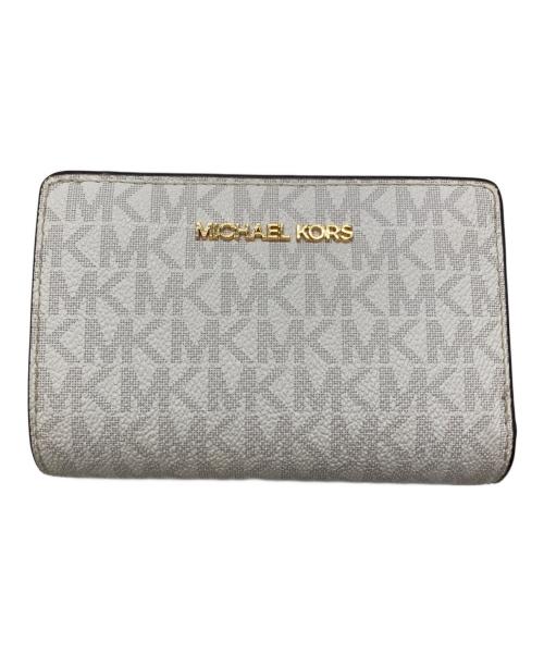 MICHAEL KORS（マイケル・コース）MICHAEL KORS (マイケル・コース) ビルフォールド ジップ コインウォレット ホワイトの古着・服飾アイテム