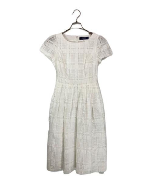 M'S GRACY（エムズグレイシー）M'S GRACY (エムズグレイシー) シアー格子柄ワンピース ホワイト サイズ:36の古着・服飾アイテム