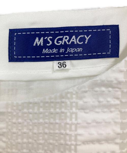 M'S GRACY（エムズグレイシー）M'S GRACY (エムズグレイシー) シアー格子柄ワンピース ホワイト サイズ:36の古着・服飾アイテム