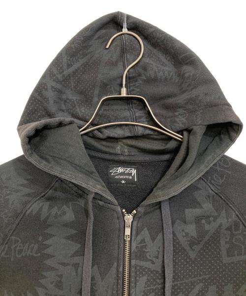 stussy（ステューシー）stussy (ステューシー) 00's総柄ジップパーカー グレー サイズ:Ⅿの古着・服飾アイテム