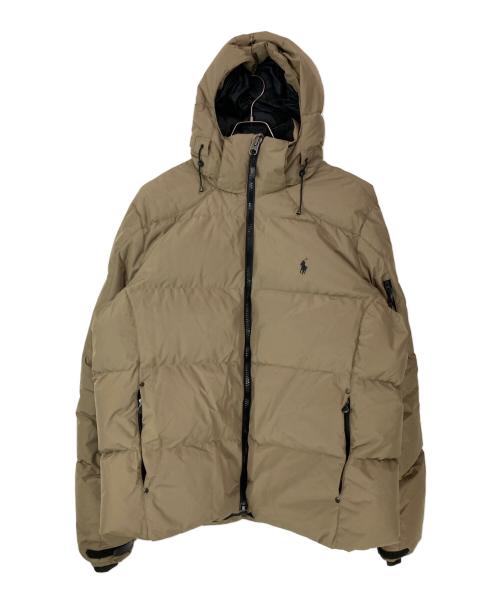 POLO RALPH LAUREN（ポロ・ラルフローレン）POLO RALPH LAUREN (ポロ・ラルフローレン) リップストップフーデッドダウンジャケット ベージュ サイズ:Lの古着・服飾アイテム