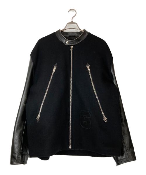 MM6 Maison Margiela（エムエムシックスメゾンマルジェラ）MM6 Maison Margiela (エムエムシックスメゾンマルジェラ) ハの字 5-ZIP LEATHER JACKET ブラック サイズ:Lの古着・服飾アイテム