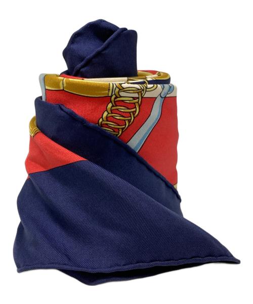 HERMES（エルメス）HERMES (エルメス) スカーフ レッド×ネイビーの古着・服飾アイテム