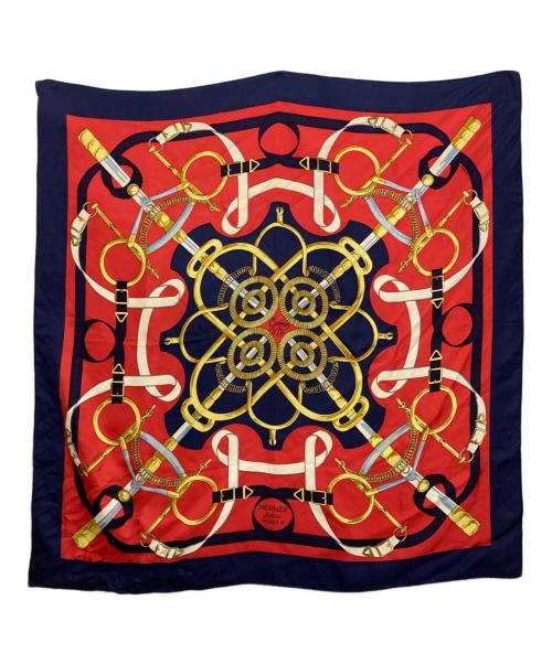 HERMES（エルメス）HERMES (エルメス) スカーフ レッド×ネイビーの古着・服飾アイテム