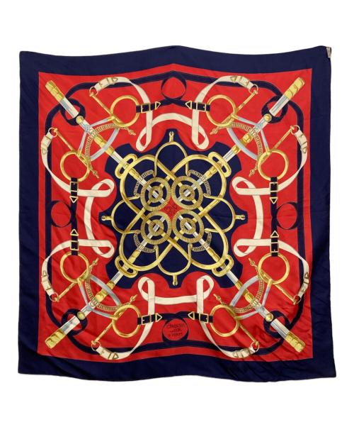 HERMES（エルメス）HERMES (エルメス) スカーフ レッド×ネイビーの古着・服飾アイテム