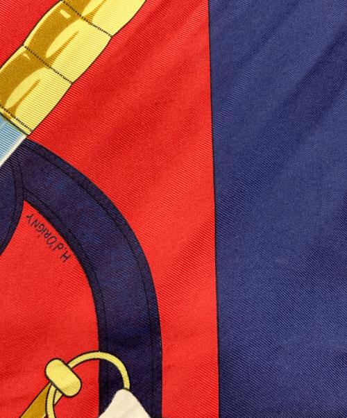 HERMES（エルメス）HERMES (エルメス) スカーフ レッド×ネイビーの古着・服飾アイテム