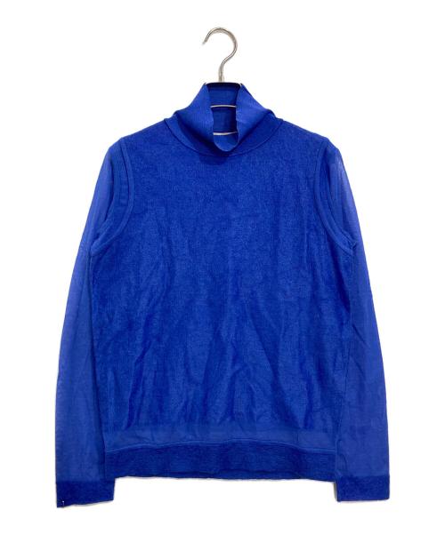 ISSEY MIYAKE（イッセイミヤケ）ISSEY MIYAKE (イッセイミヤケ) 異素材切替ハイネックニット ブルー サイズ:2の古着・服飾アイテム