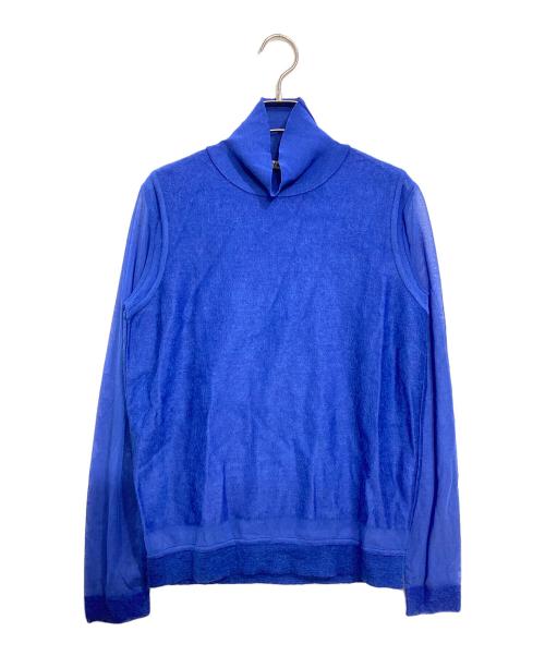 ISSEY MIYAKE（イッセイミヤケ）ISSEY MIYAKE (イッセイミヤケ) 異素材切替ハイネックニット ブルー サイズ:3の古着・服飾アイテム